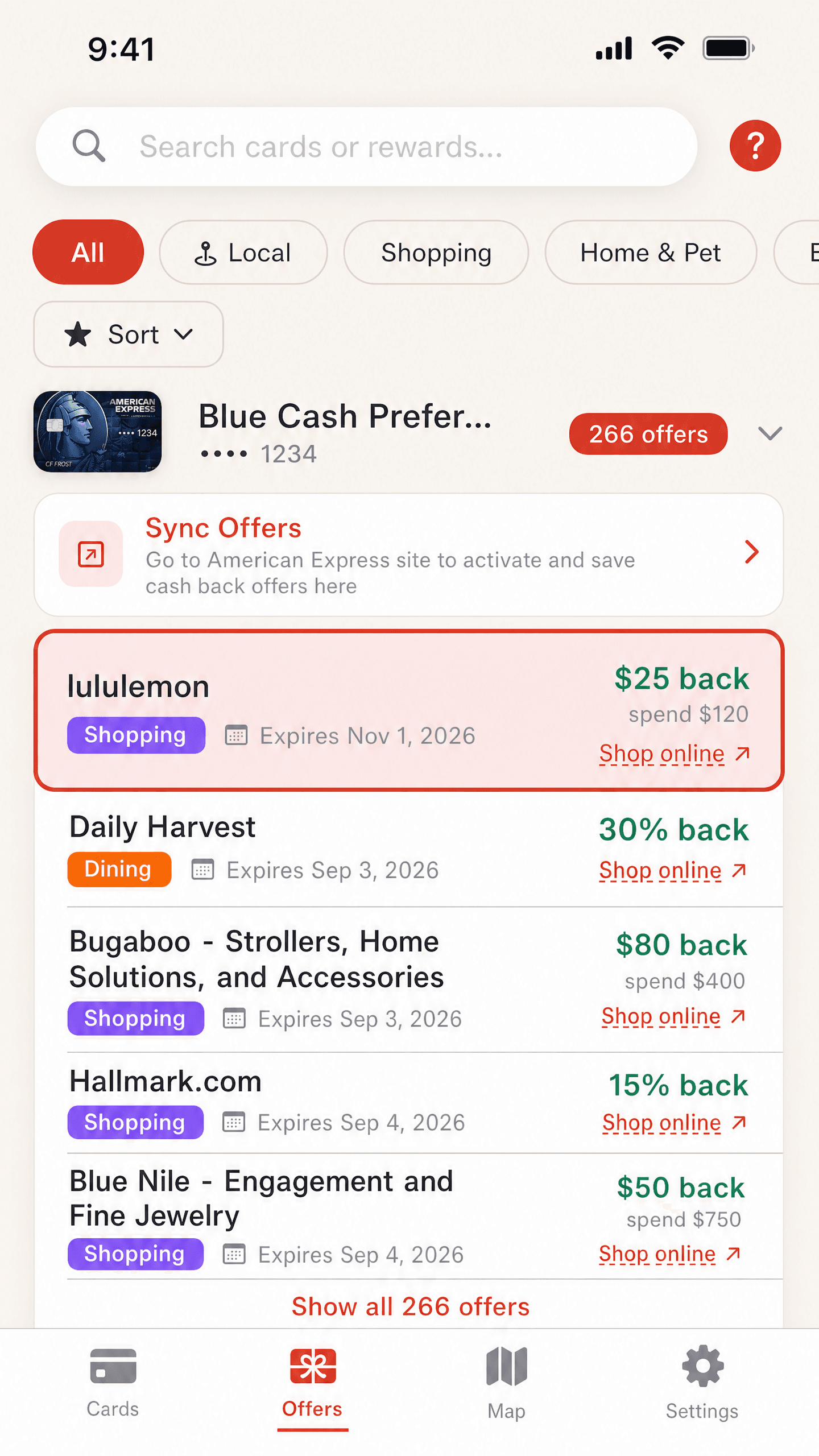 Cardinal Rewards offers list