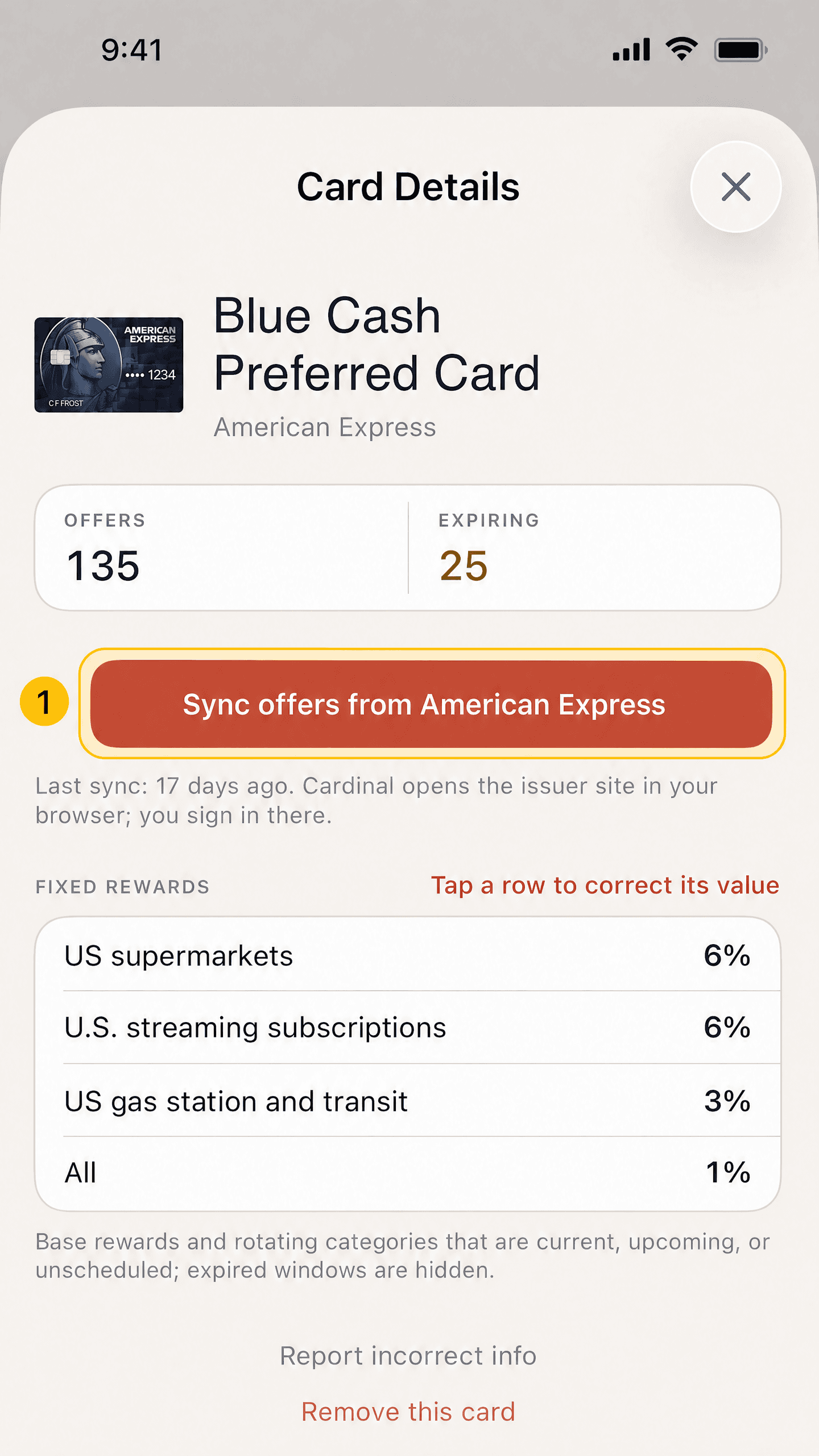 Step one: Sync offers action highlighted in Cardinal